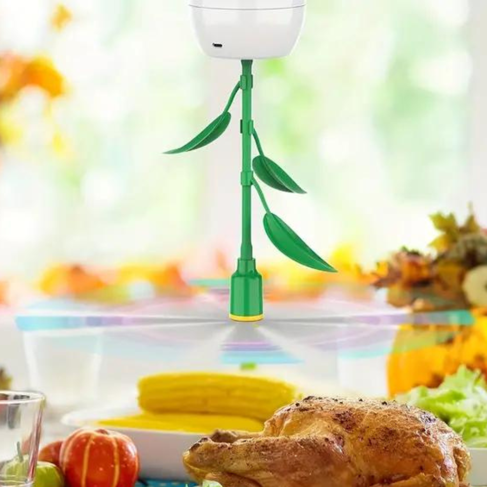 Portable Fly Deterrent Fan with Flexible Blades and Battery Power for Outdoor Dining