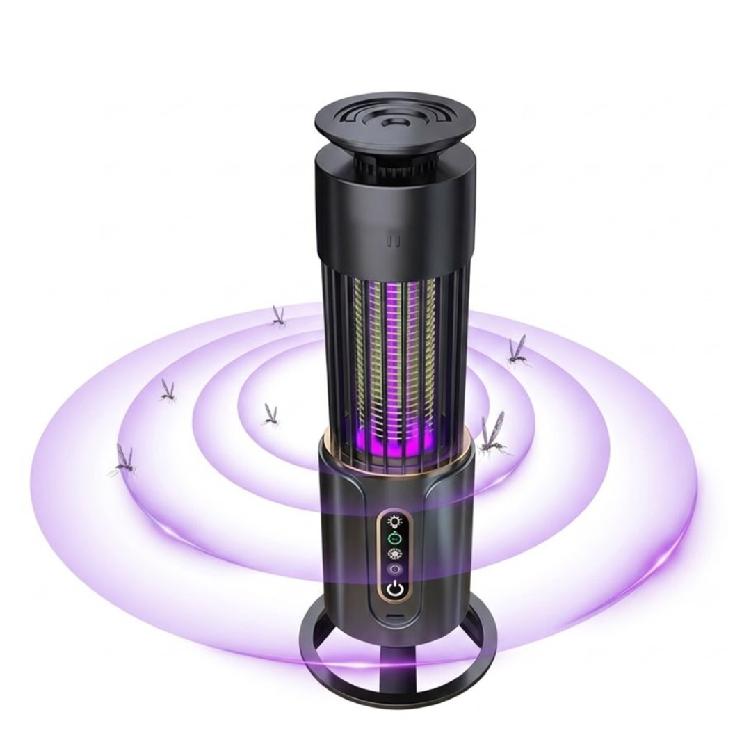 UV LED Mosquito Trap with Silent Electric Grid and Rechargeable Battery