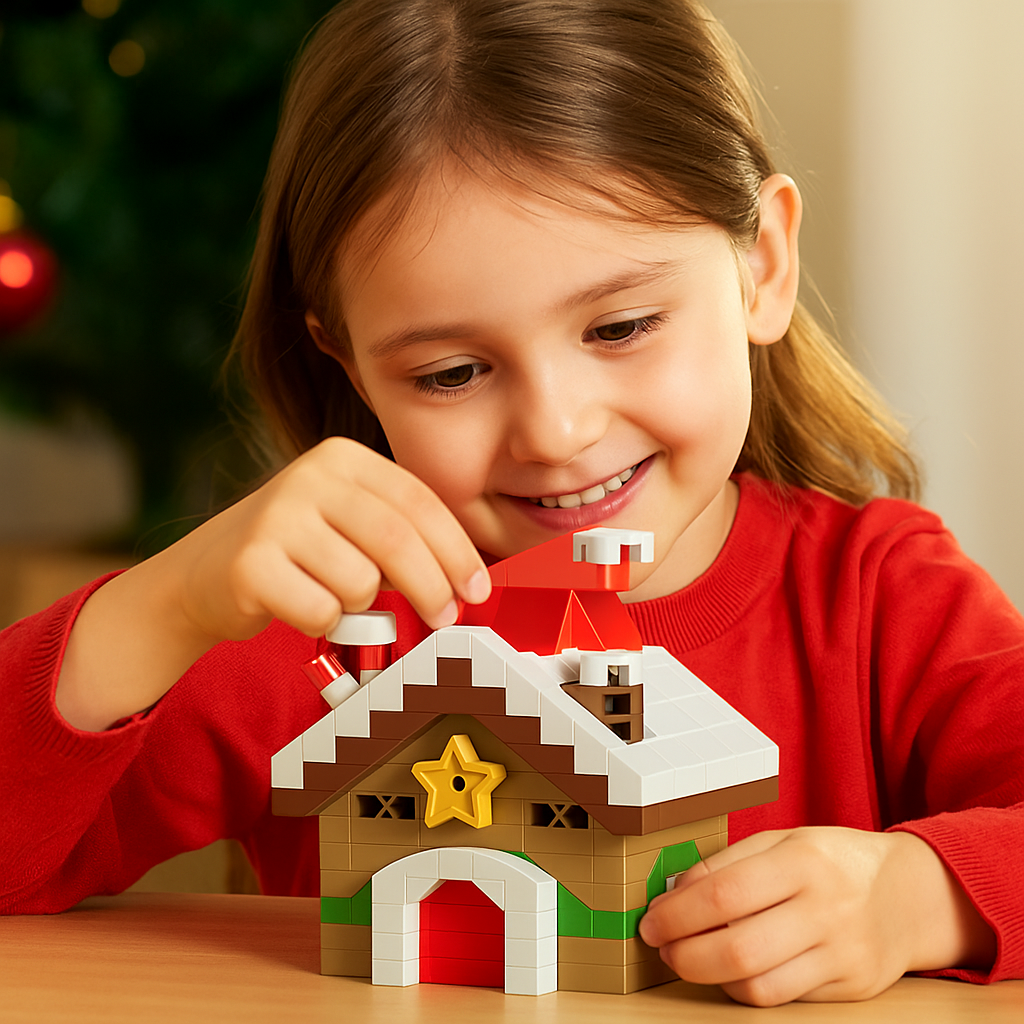 Block Assembly Christmas Figures with Snap Together Pieces and Step Instructions