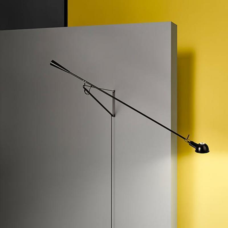 Adjustable Wall Lamp with Extended Arm and Cast Iron Counterweight, Hardwired