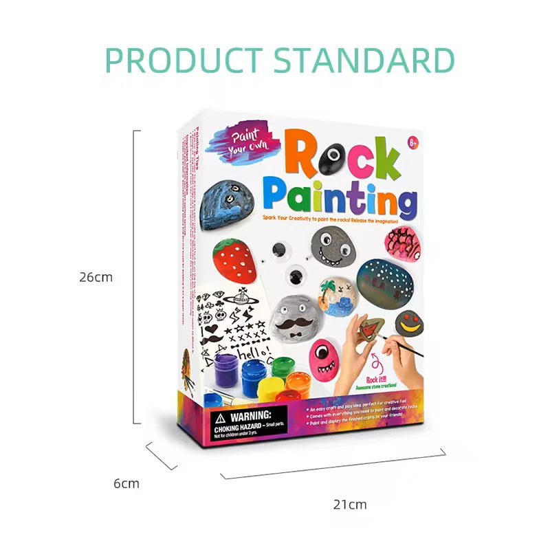 Rock Painting Kit with Acrylic Paints and Transfer Stickers for Kids