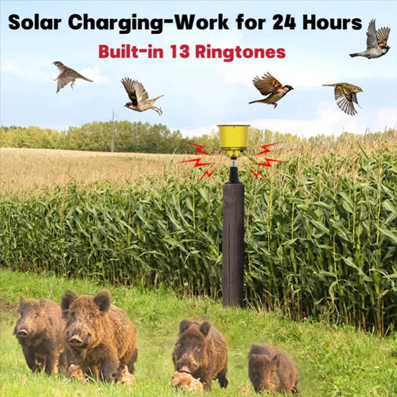 Motion Sensor Bird Repeller with 110dB Alarm and Strobe Light