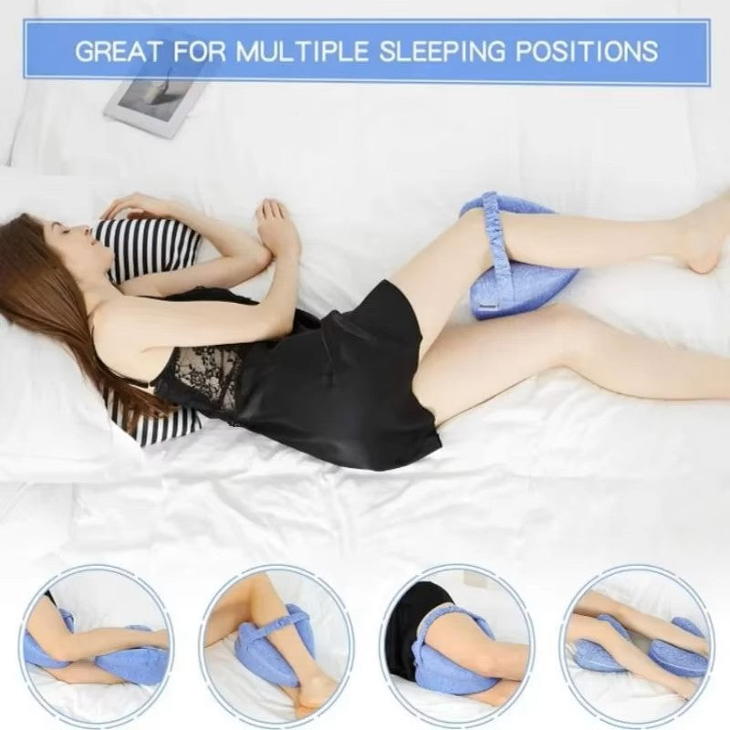 Memory Foam Knee Pillow with Hollow Airflow Channel and Adjustable Leg Strap