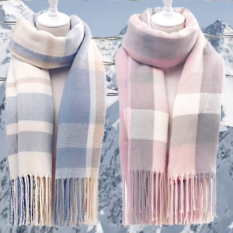 Women’s Striped Winter Scarf – Soft Elegant Cold-Weather Wrap