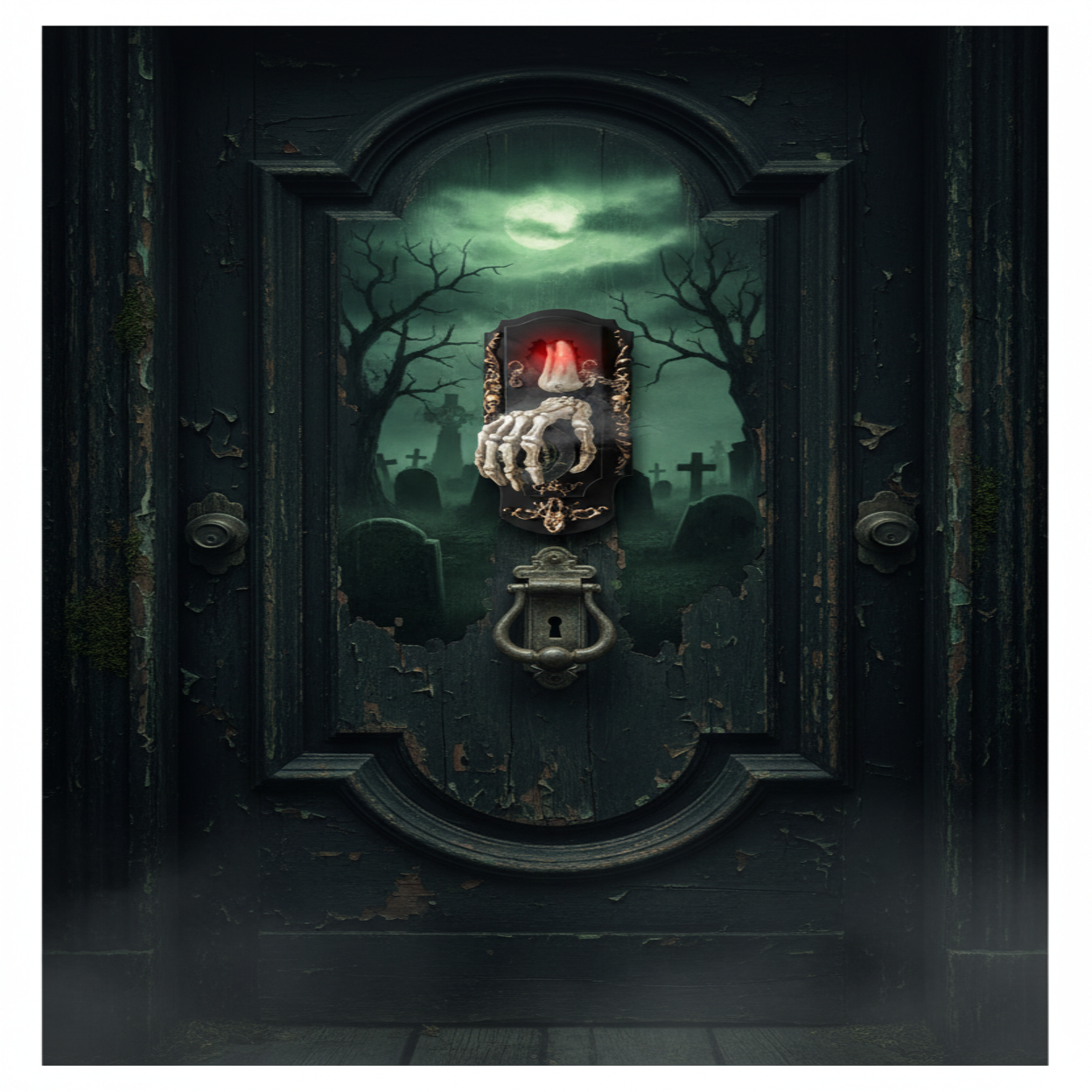 Motion Sensor Doorbell Prop with Sound and Light Effects for Halloween Decorations