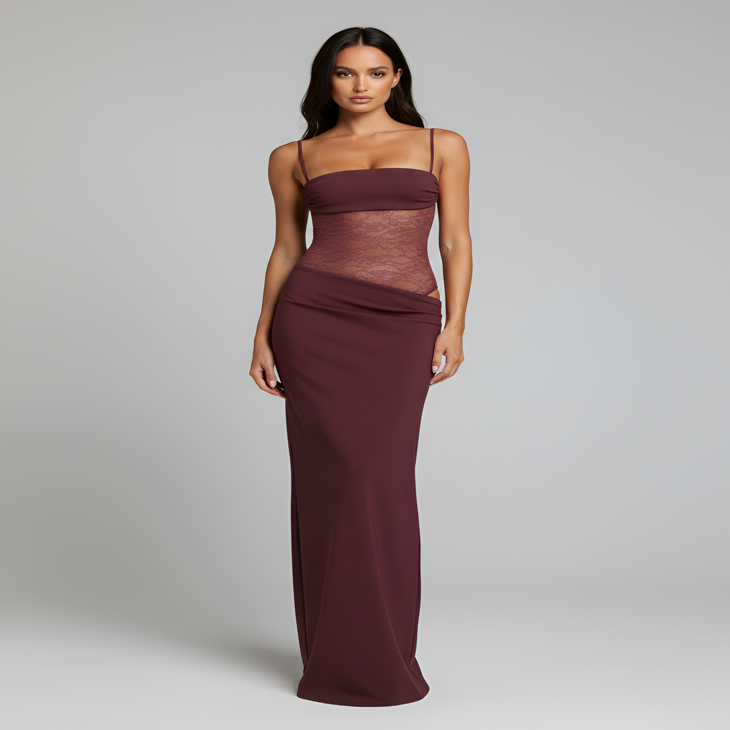 Elegant Lace Bustier Gown