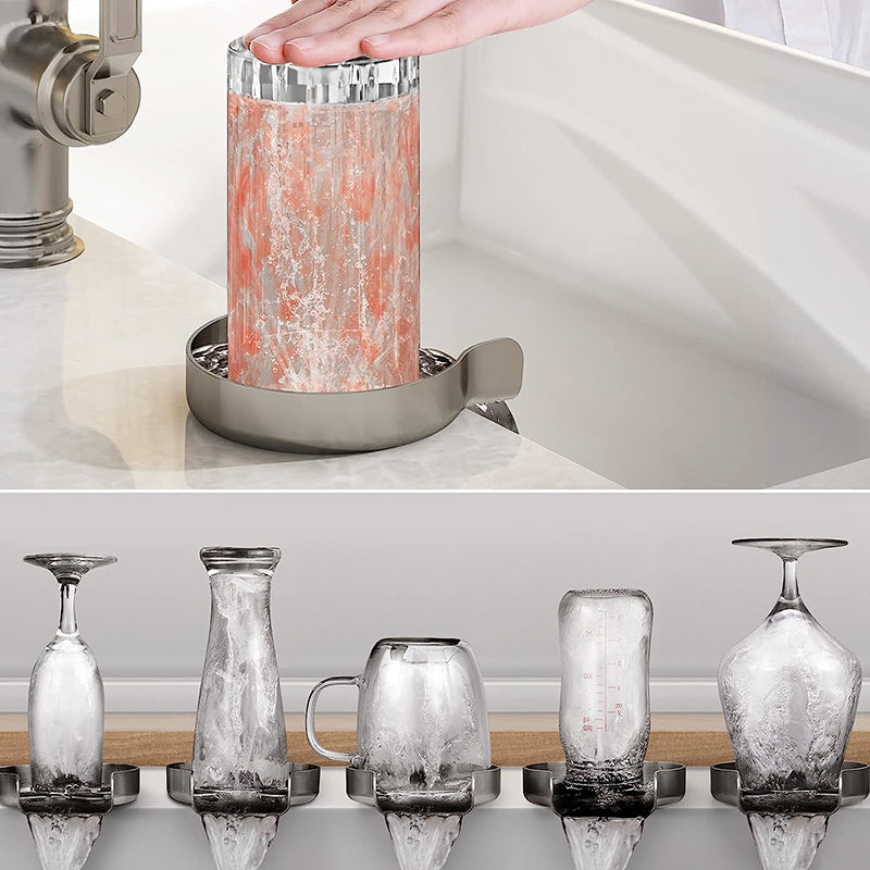 Glass Rinser for Kitchen Sink with Multi-Angle Spray Head and Spring Activation