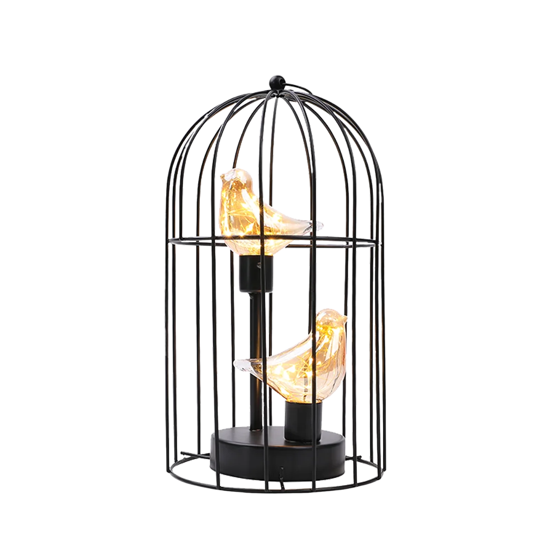 Warm White Fairy Light Table Lamp with Metal Birdcage Frame, Battery Operated