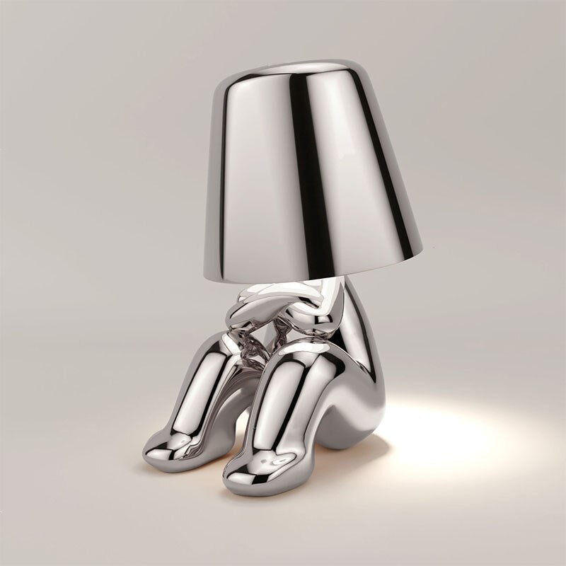Rechargeable Table Lamp with Integrated LED Bulb and Metal Base, 30cm Height