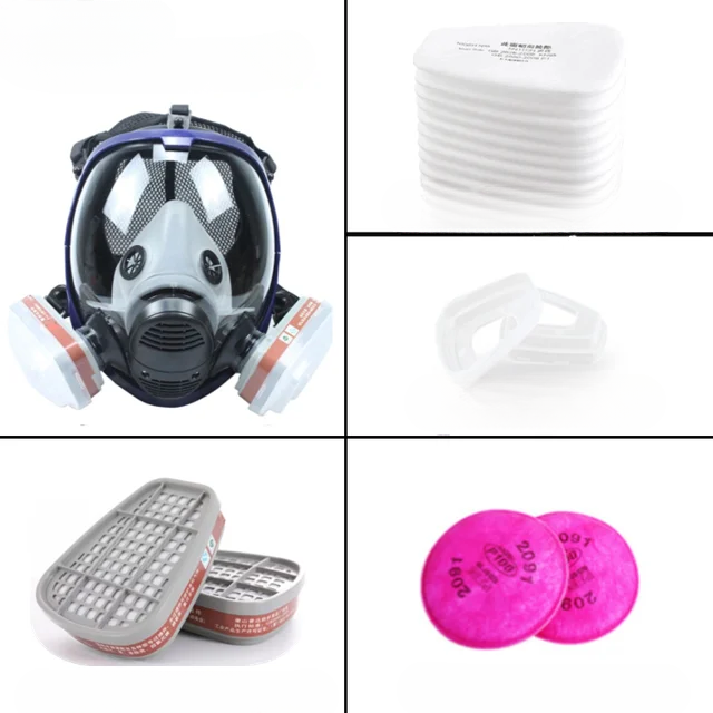 Full Face Respirator Mask with Anti-Fog Visor and Replaceable Filter Cartridges