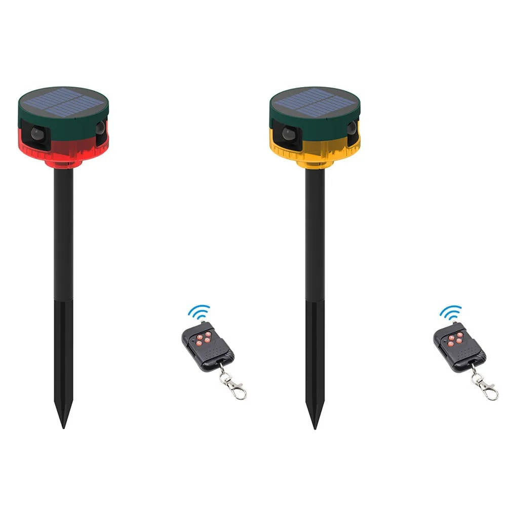Solar Motion Sensor Animal Repeller with LED Flash and Sound, 360 Degree Coverage