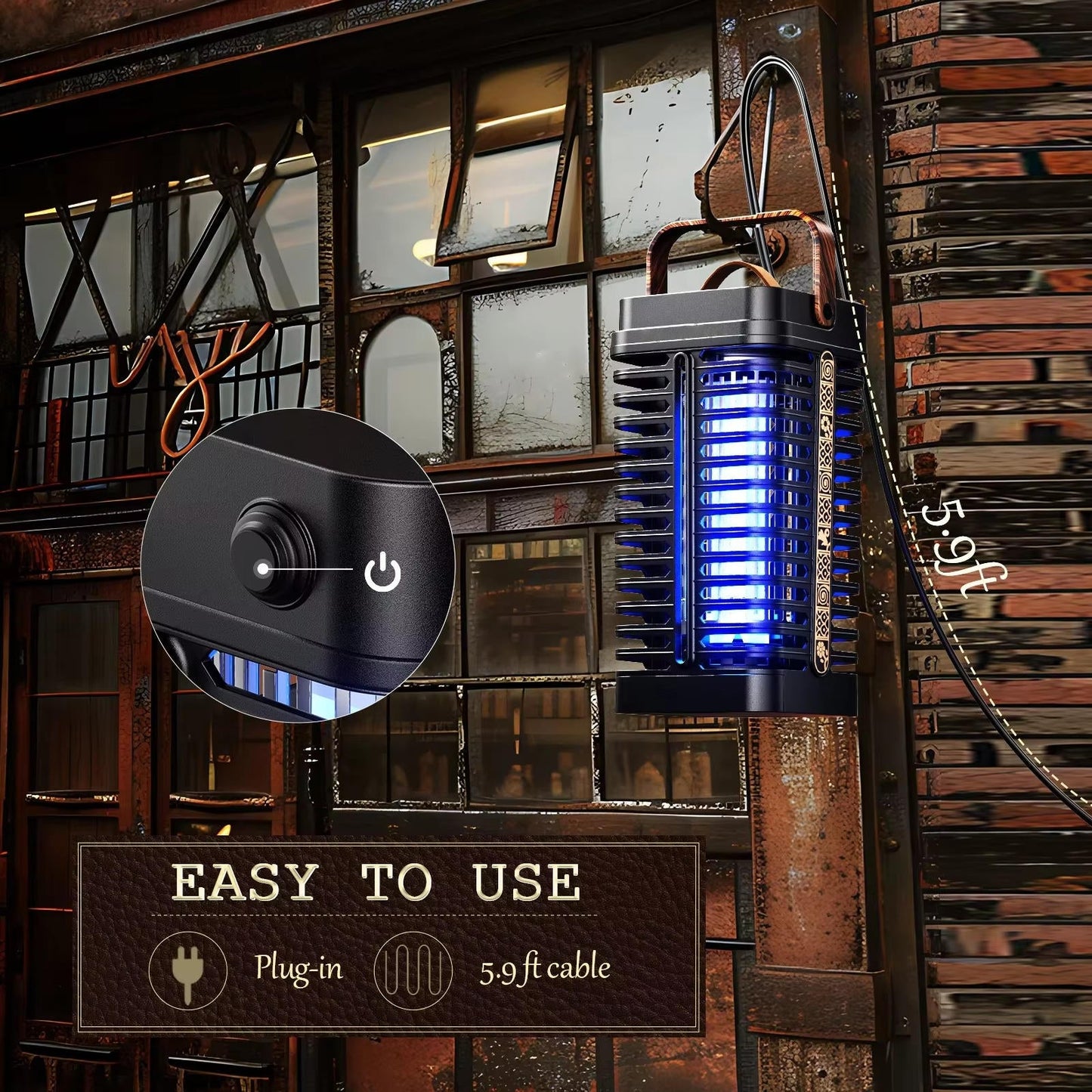 Electric Insect Zapper with UV Light and 360 Degree Coverage for Patios