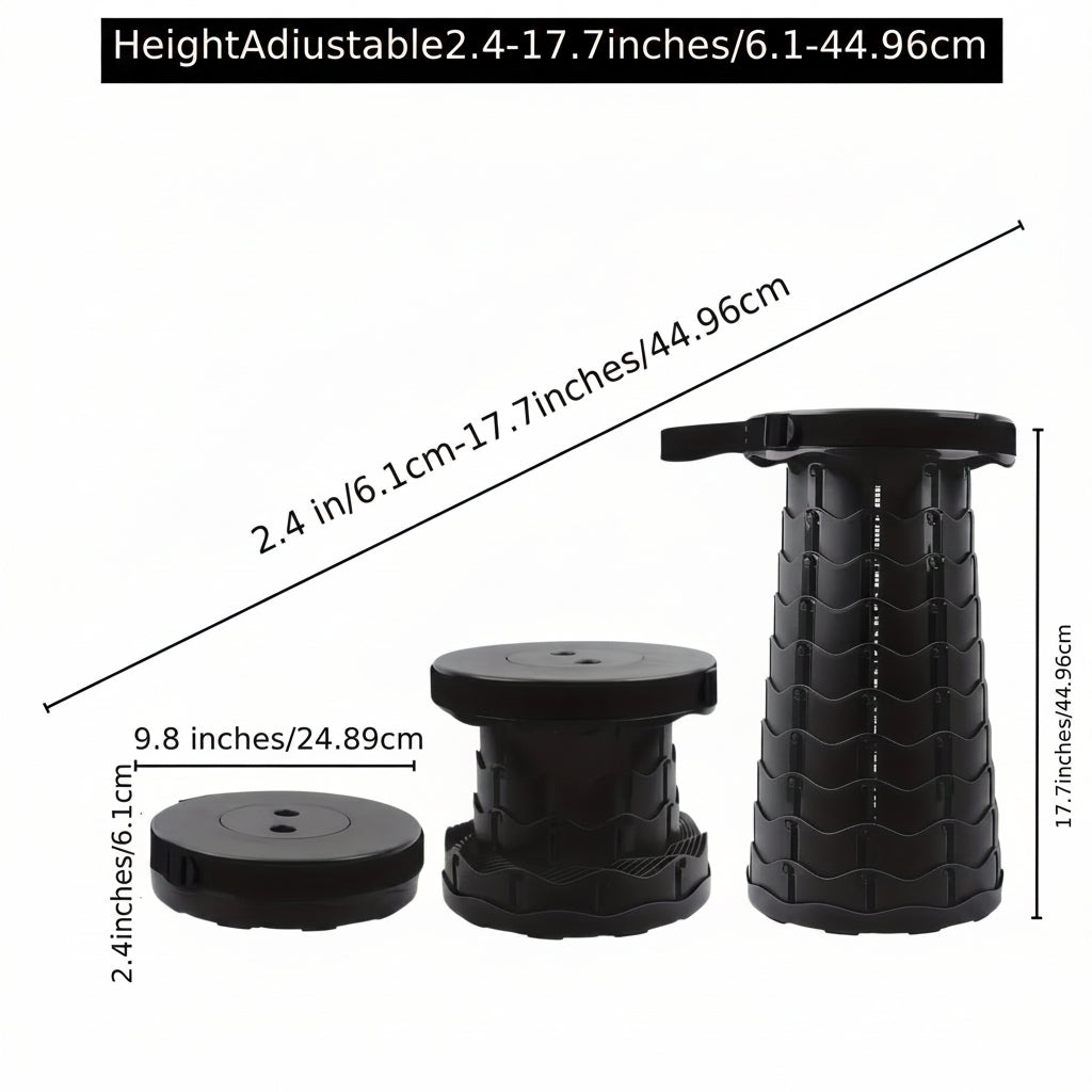 Portable Camping Stool with Adjustable Height and Dual Carry Straps, 330lb Capacity