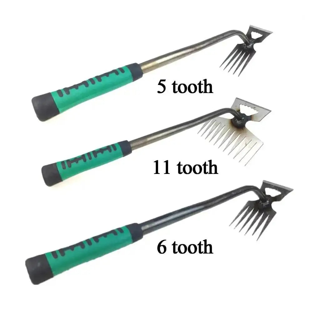 Root Extraction Garden Tool with Manganese Steel Tines and Ergonomic Handle