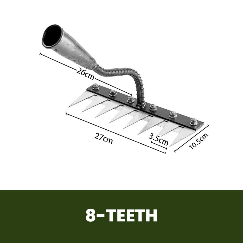 Detachable Carbon Steel Rake Head with Nail Hole Mounting for Wooden Poles