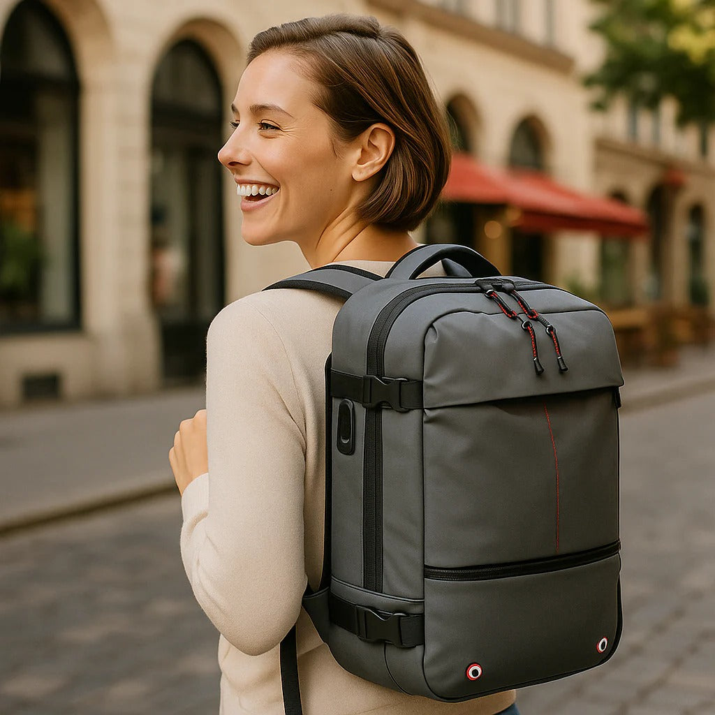 Water Resistant Travel Backpack with Compression Zones and Lockable Closures