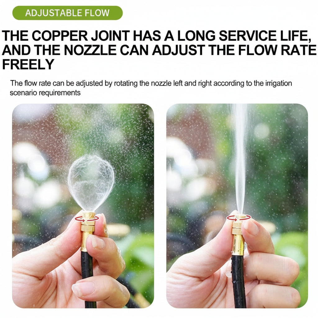 Adjustable Irrigation Kit with 360 Degree Rotating Nozzles and Copper Construction
