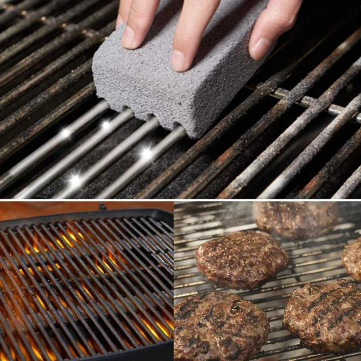 Pumice Grill Cleaning Brick with Textured Grip and Bristle-Free Design, Set of 5