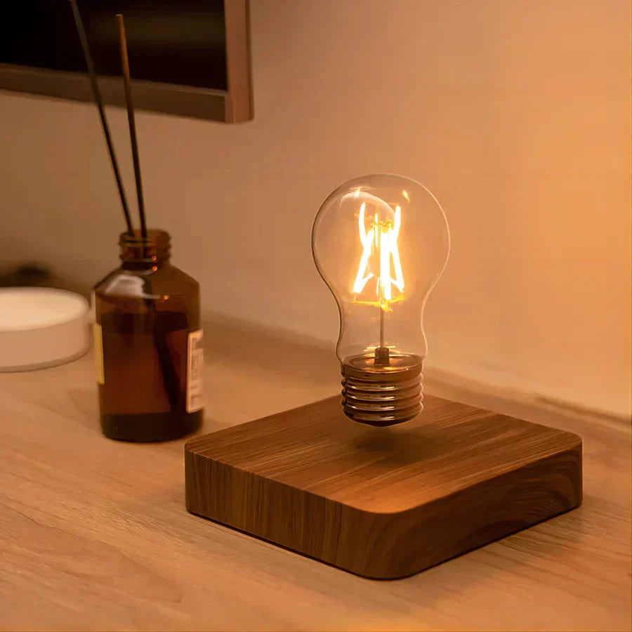 Magnetic Levitating Light Bulb with Walnut Wood Base and Adjustable Color Temperature