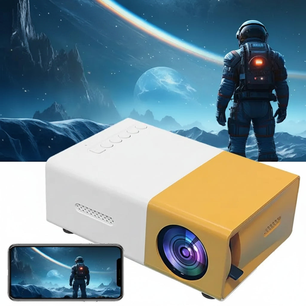 Compact LED Mini Projector with Built-in Speakers