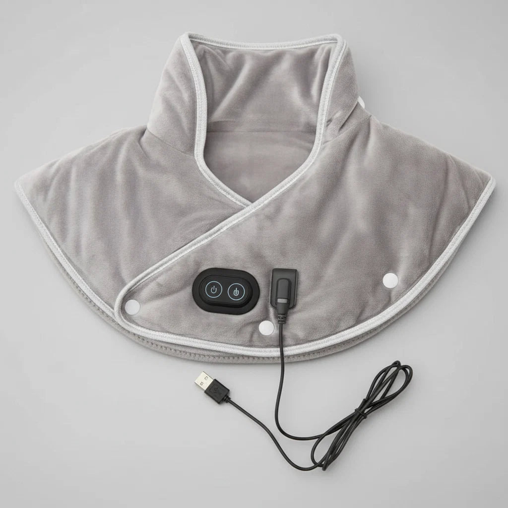 Vibrating Heat Massager Pad for Neck and Shoulder Relief
