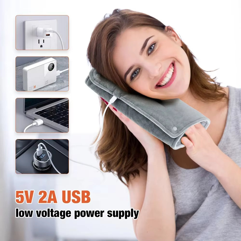 Machine Washable Microplush Heating Mat for Back Pain and Cramp Relief, USB Powered