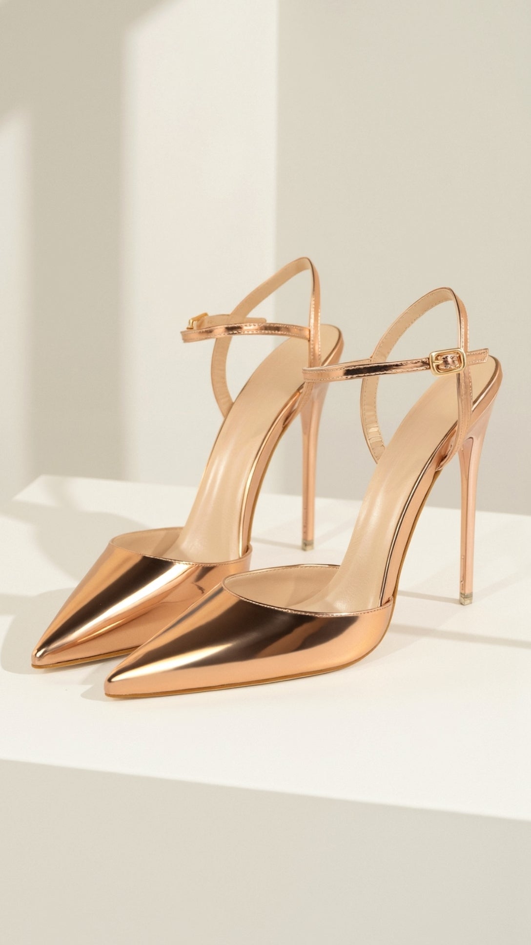 Sienna Metallic Ankle Strap Heels