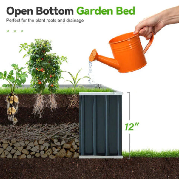 Raised Garden Bed with Galvanized Steel Frame and Tool-Free Assembly, 68x35.5x12in