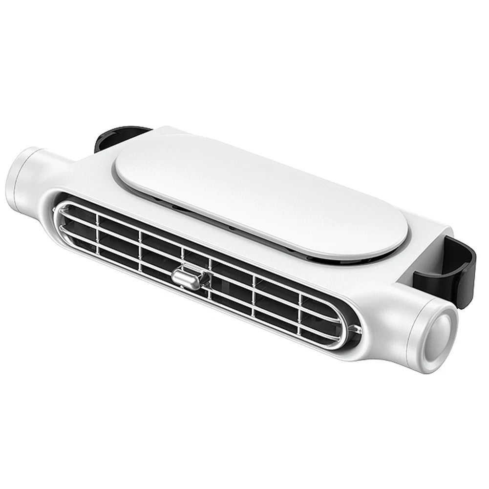 Headrest Cooling Fan with Dual Turbine Airflow and Rotating Outlets, Type C Charging
