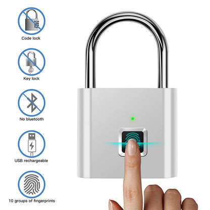 Fingerprint Padlock with Wireless App Control and 10 Fingerprint Storage, 6-Month Battery