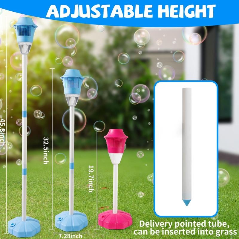 Automatic Bubble Maker with Adjustable Stand and Multiple Wands for Kids
