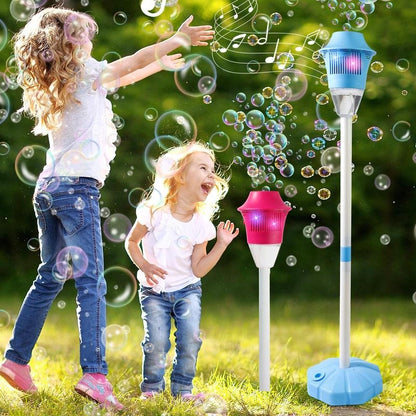 Automatic Bubble Maker with Adjustable Stand and Multiple Wands for Kids