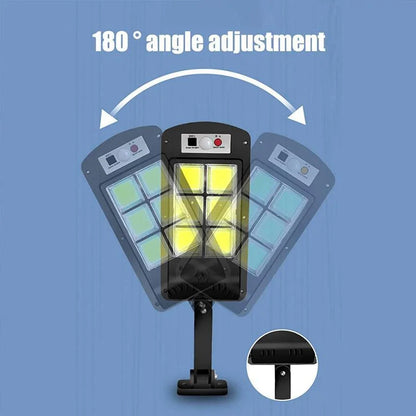 Solar Street Light with Motion Sensor and Remote Control, 360-Degree Lighting