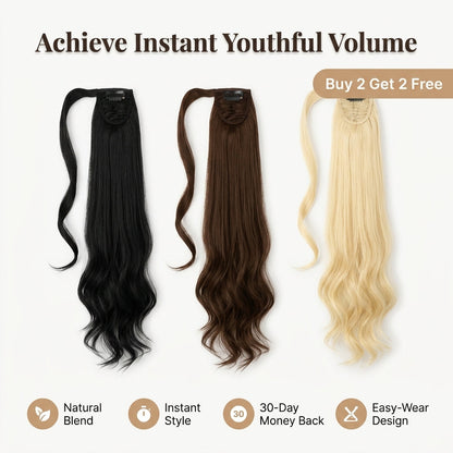Clip-In Ponytail Extension with Wrap Around Design and Invisible Hairpins