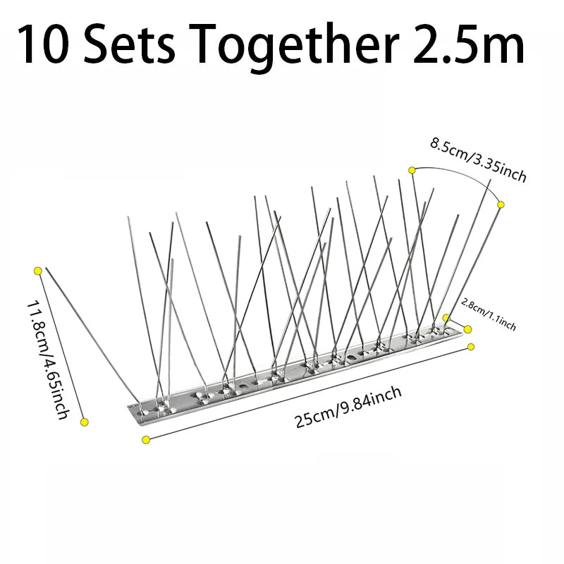 Bird Spike Strips with Stainless Steel Rods and Flexible Installation for Ledges