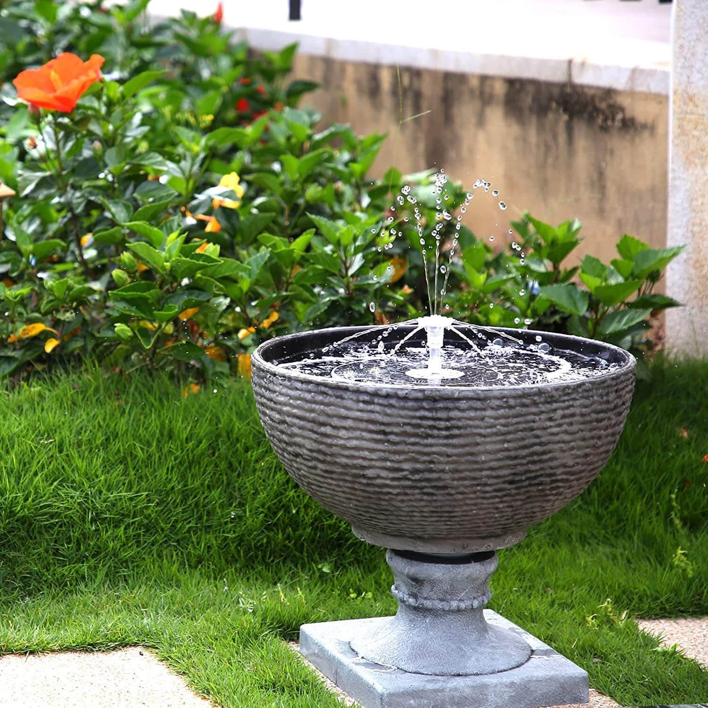 Solar Water Fountain Pump with Four Spray Nozzles and Adjustable Height