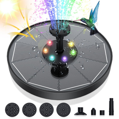 Solar Water Fountain Pump with Four Spray Nozzles and Adjustable Height