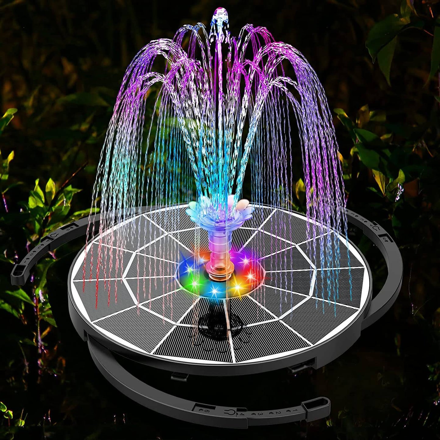 Solar Water Fountain Pump with Four Spray Nozzles and Adjustable Height