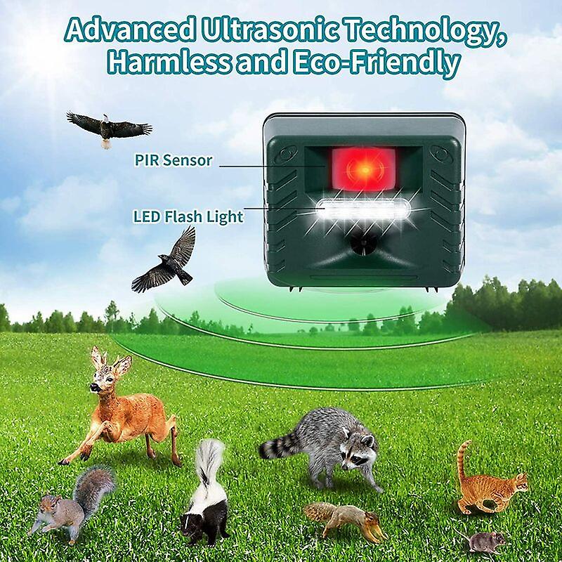 Solar Ultrasonic Bird Repeller with LED Flashing Light and 170 Degree Coverage
