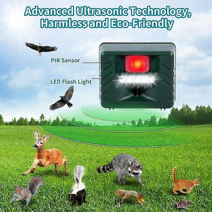 Solar Ultrasonic Bird Repeller with LED Flashing Light and 170 Degree Coverage