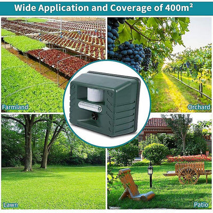 Solar Ultrasonic Bird Repeller with LED Flashing Light and 170 Degree Coverage
