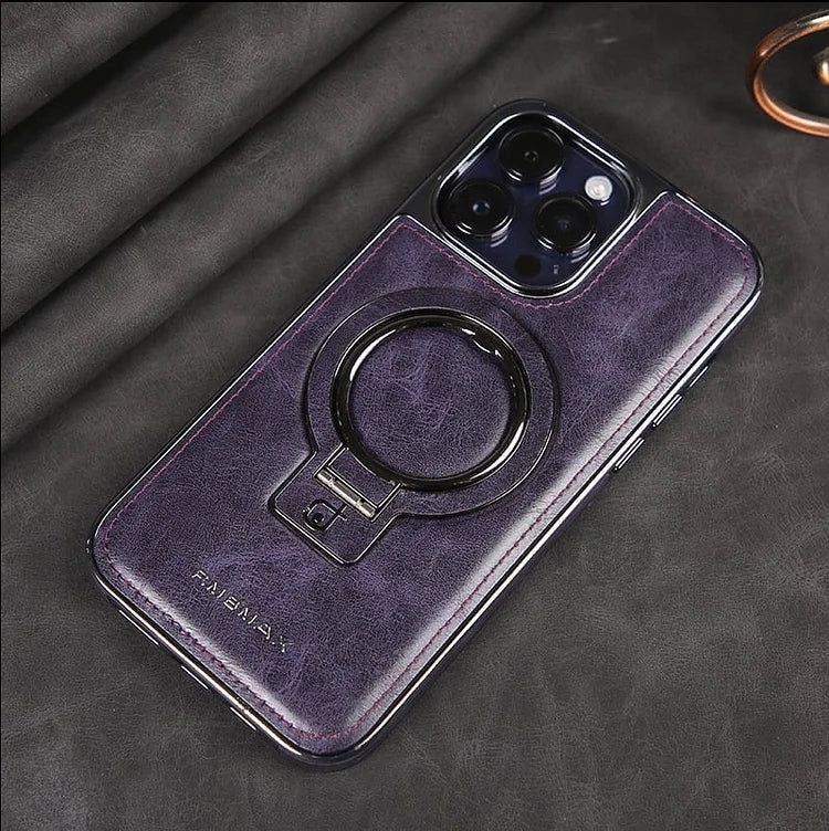 Phone Case with Textured Grip and Built In Kickstand, Magnetic Camera Protection