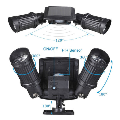 Motion Sensor Solar LED Light with 600 Lumen Output and 360 Degree Rotation