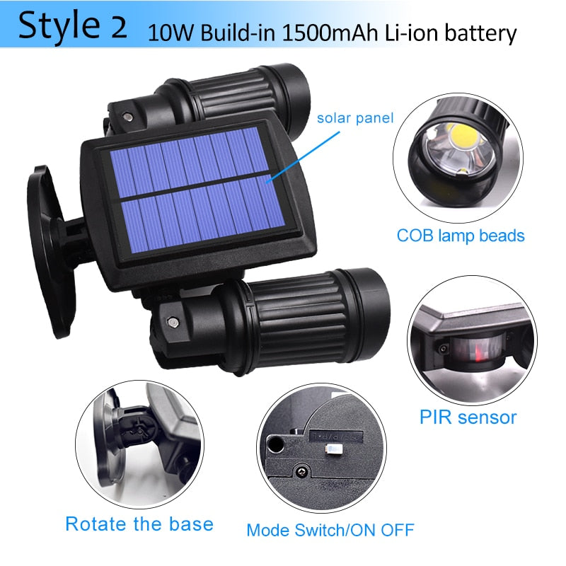 Motion Sensor Solar LED Light with 600 Lumen Output and 360 Degree Rotation