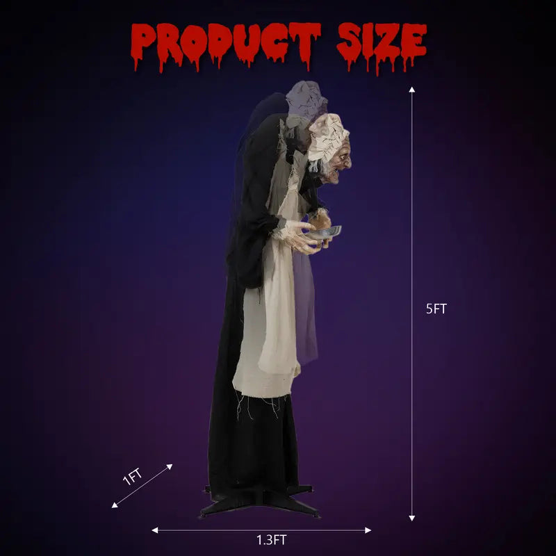 Animated Halloween Figure 5ft with Motion Sensor and Red LED Eyes, Voice Effects