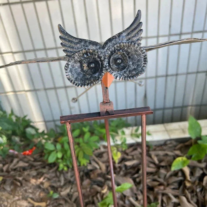 Wind Activated Metal Bird Garden Stake with Moving Wings and Bearing Joints
