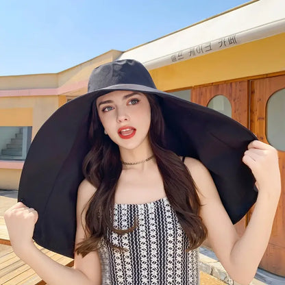 Wide Brim Sun Hat with Attached Shawl and Adjustable Fit for Women