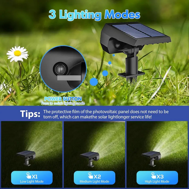Outdoor Solar Spotlight with 600 Lumen LED and Adjustable Head, 3 Color Modes