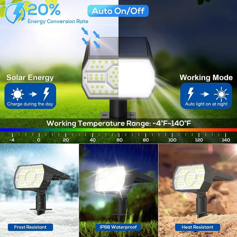 Outdoor Solar Spotlight with 600 Lumen LED and Adjustable Head, 3 Color Modes