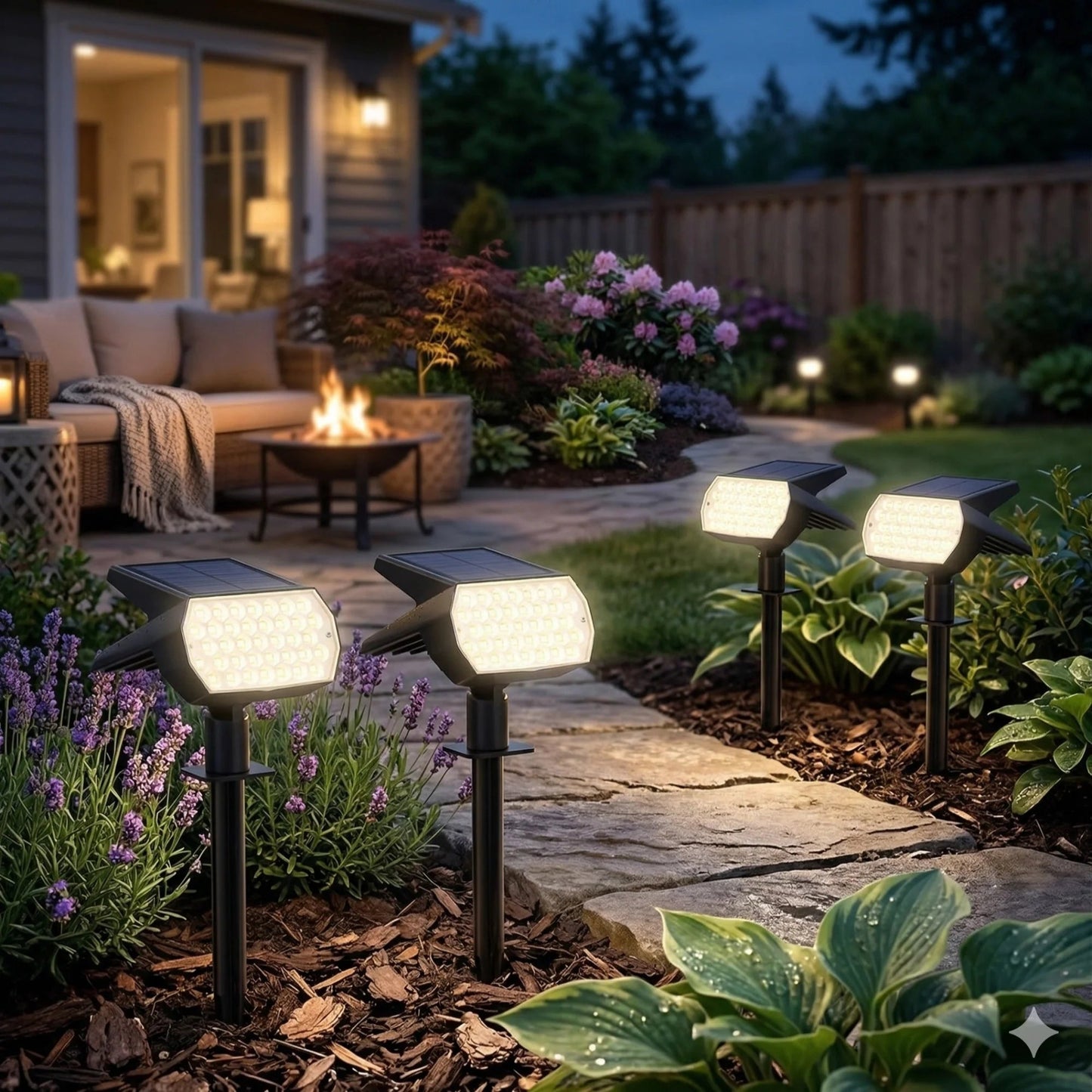 Outdoor Solar Spotlight with 600 Lumen LED and Adjustable Head, 3 Color Modes